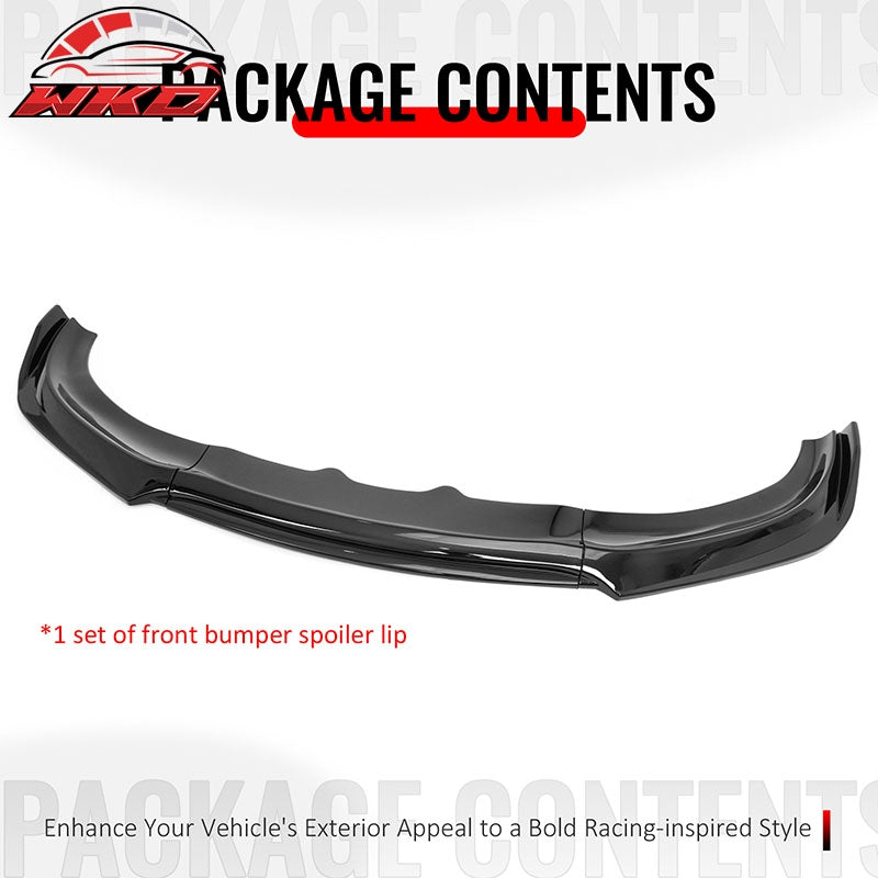 Wholesale 15-23 Dodge Charger IKON V2 Front Bumper Lip Spoiler Gloss Black PP 3PCS - Wikond Auto
