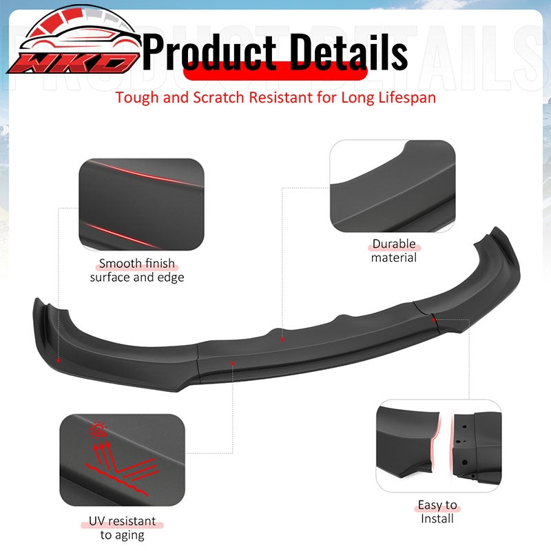 Wholesale 15-23 Dodge Charger IKON V2 Front Bumper Lip Spoiler Matte Black PP 3PCS - Wikond Auto