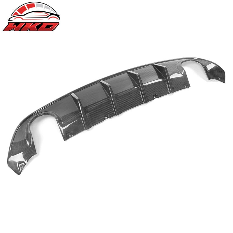 Fits 15-23 Dodge Charger IKON V3 Style Rear Bumper Lip Diffuser CF Carbon Fiber