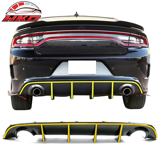 Wholesale 15-23 Dodge Charger OE Style Rear Bumper Diffuser W/Yellow Reflective Tape