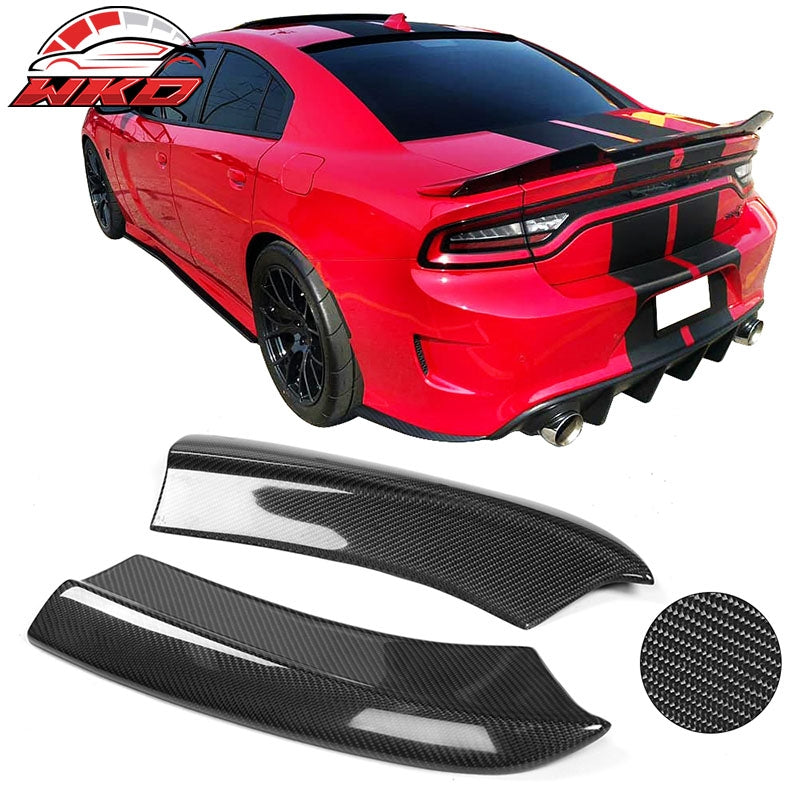 Fits 15-23 Dodge Charger Rear Bumper Side Aprons Spat Valance Matte Carbon Fiber