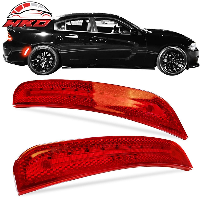 Fits 15-23 Dodge Charger 2PCS Rear Side Marker Lights Turn Signal Lamp Red Lens