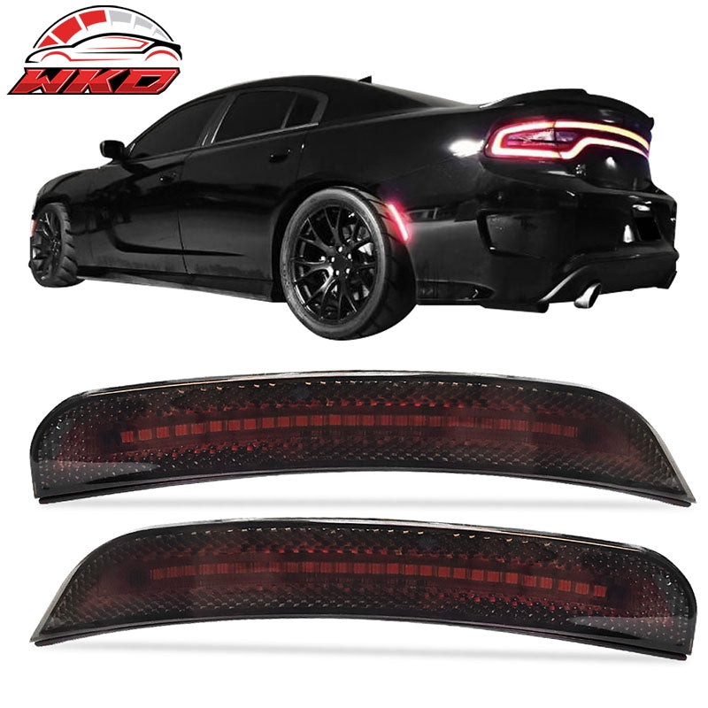 Fits 15-23 Dodge Charger 2PCS Rear Side Marker Lights lamps Smoked Lens LED