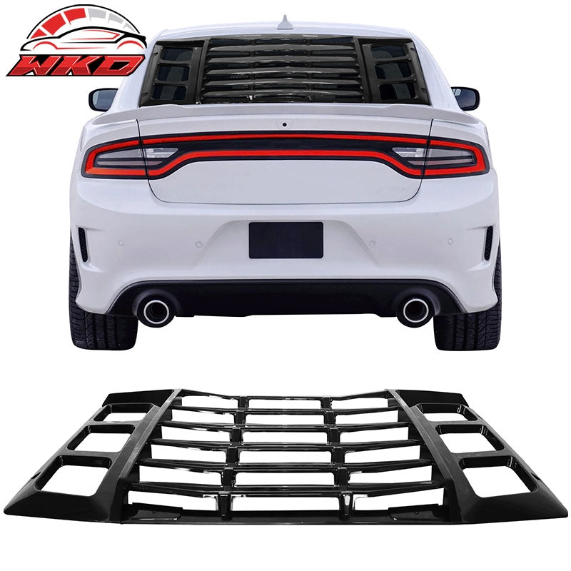 Fits 11-23 Dodge Charger 3PC IKON Style Rear Window Louver Cover ABS Gloss Black