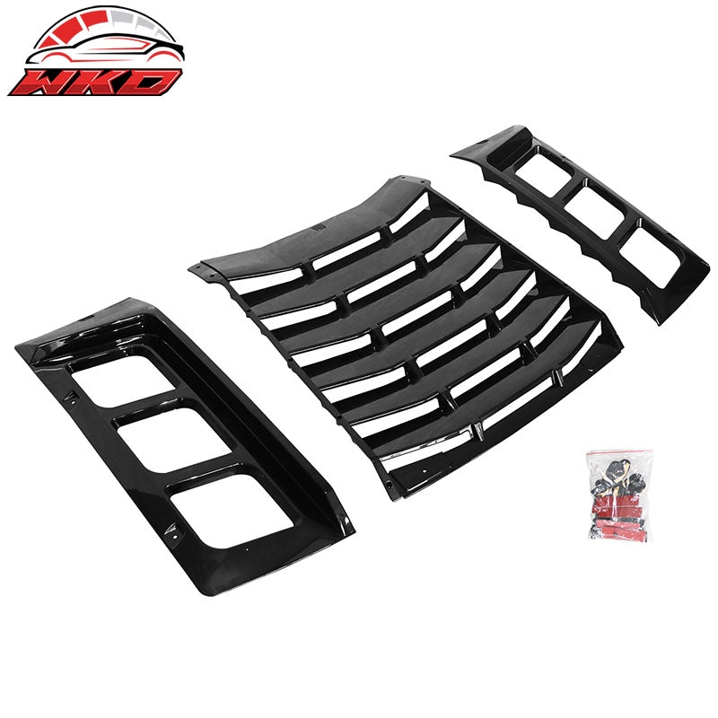 Fits 11-23 Dodge Charger 3PC IKON Style Rear Window Louver Cover ABS Gloss Black