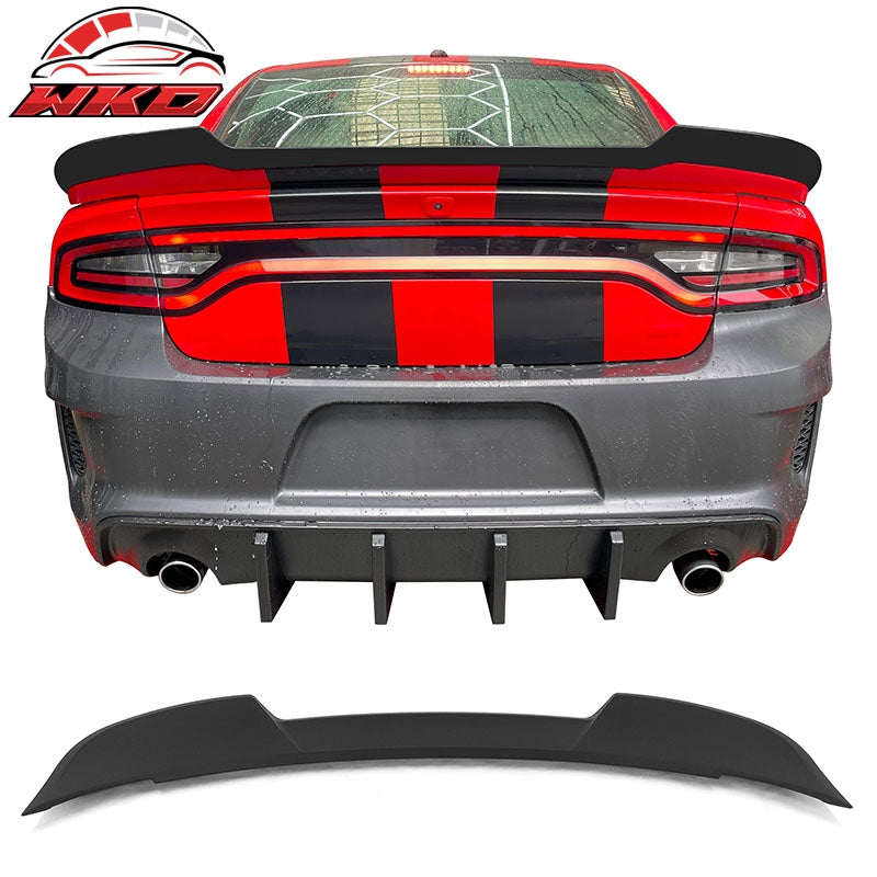 Wholesale For 15-23 Dodge Charger w/ Hellcat Spoiler Add On Upon Style Matte Trunk Spoiler