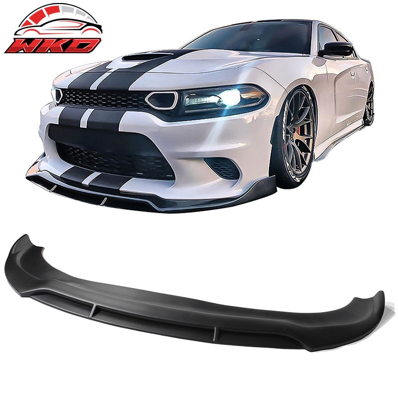 Fits 15-23 Dodge Charger SRT Front Bumper Lip Spoiler V2 Style PP Matte Black