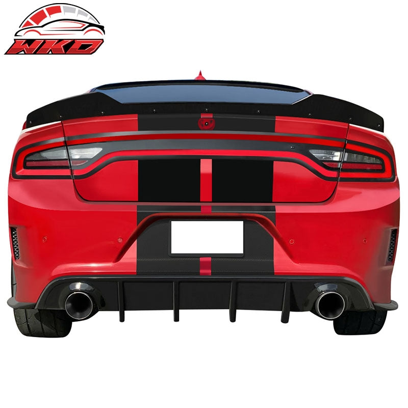 Fits 15-23 Dodge Charger SRT OE Style Rear Bumper Lip Diffuser Gloss Black PP
