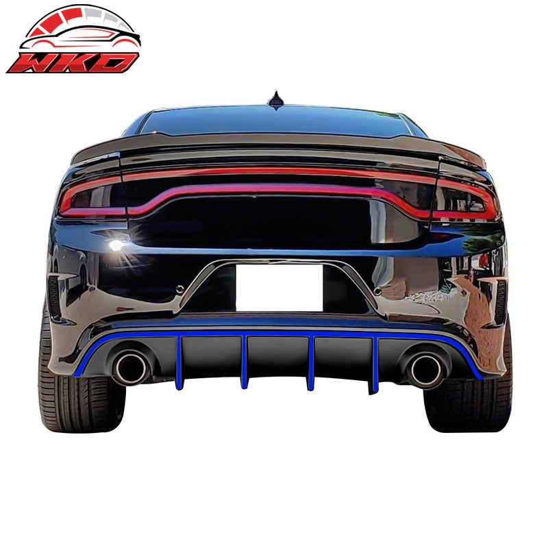 Fit 15-23 Dodge Charger SRT OE Style Rear Bumper Diffuser W/Blue Reflective Tape