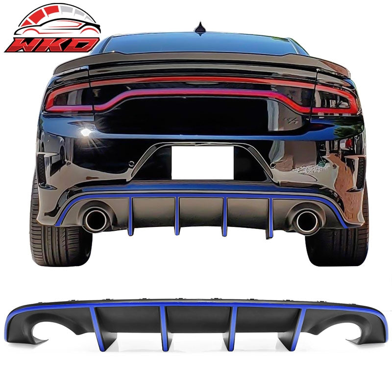 Fits 15-23 Dodge Charger SRT OE Style Rear Diffuser with Blue Reflective Tape