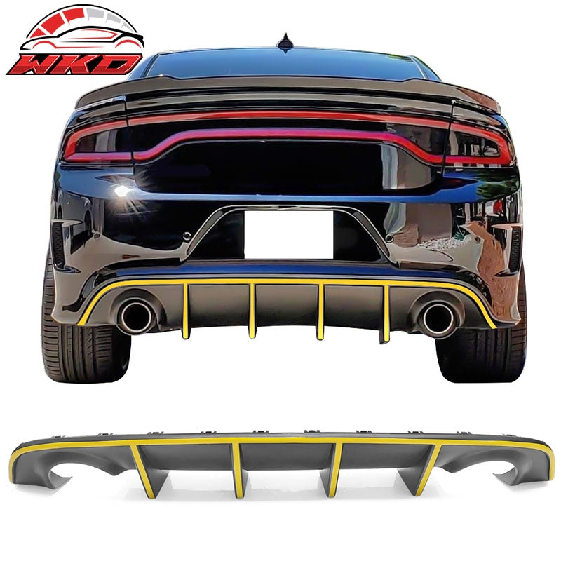 Fits 15-23 Dodge Charger SRT OE Style Rear Diffuser with Yellow Reflective Tape
