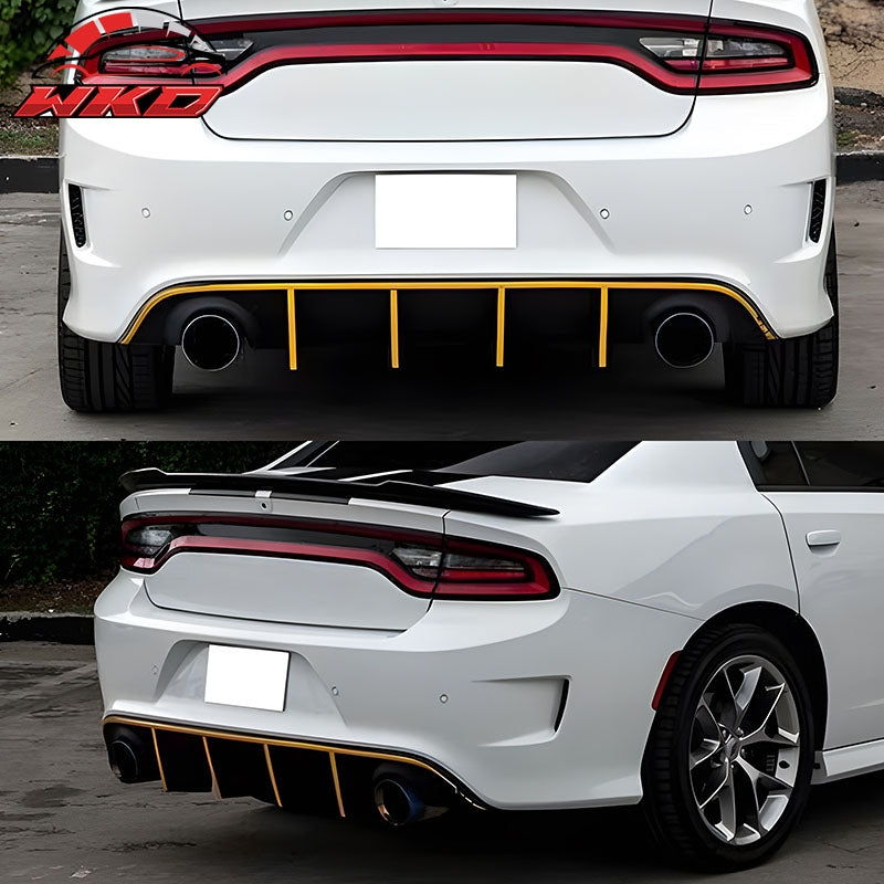 Fits 15-23 Dodge Charger SRT OE Style Rear Diffuser with Yellow Reflective Tape