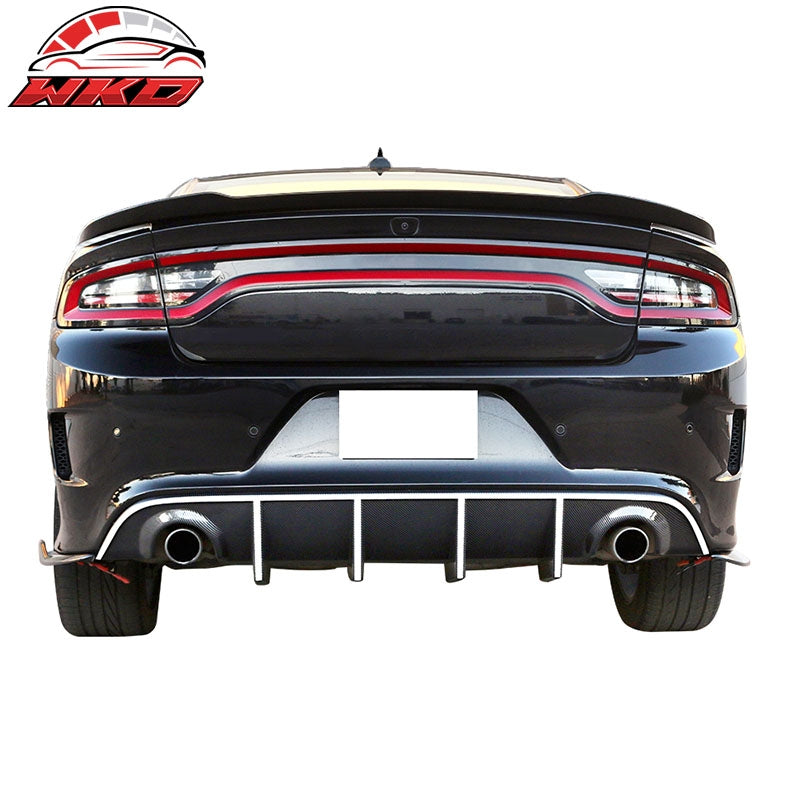 Fits 15-23 Dodge Charger SRT OE Style Rear Diffuser with White Reflective Tape