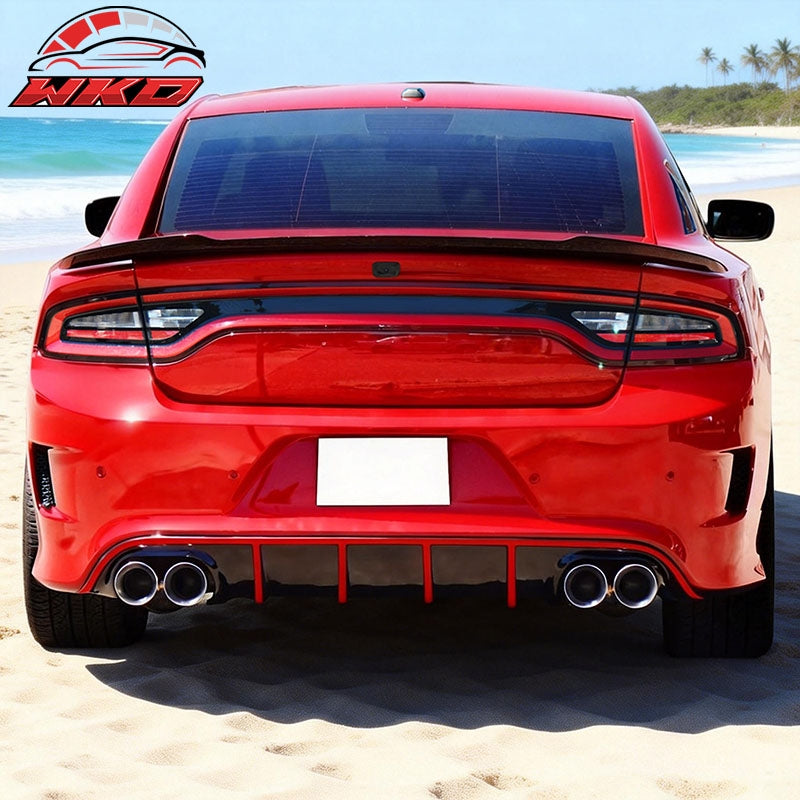 Fits 15-23 Dodge Charger SRT Quad Exhaust Rear Diffuser with Red Reflective Tape