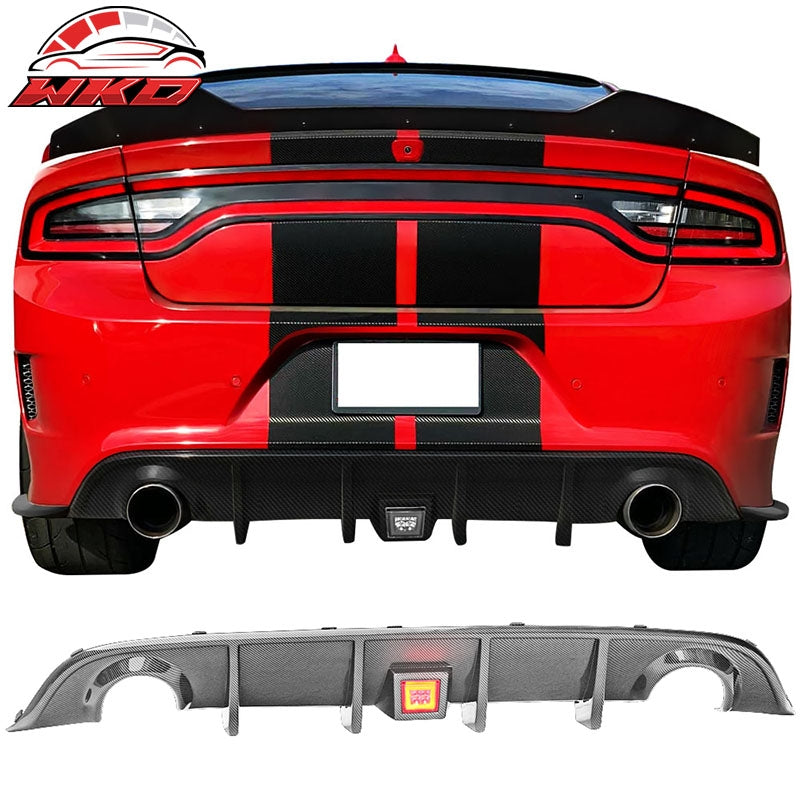 Wholesale 15-23 Dodge Charger SRT Rear Bumper Diffuser Valance W/LED Brake Light Lamp - Wikond Auto