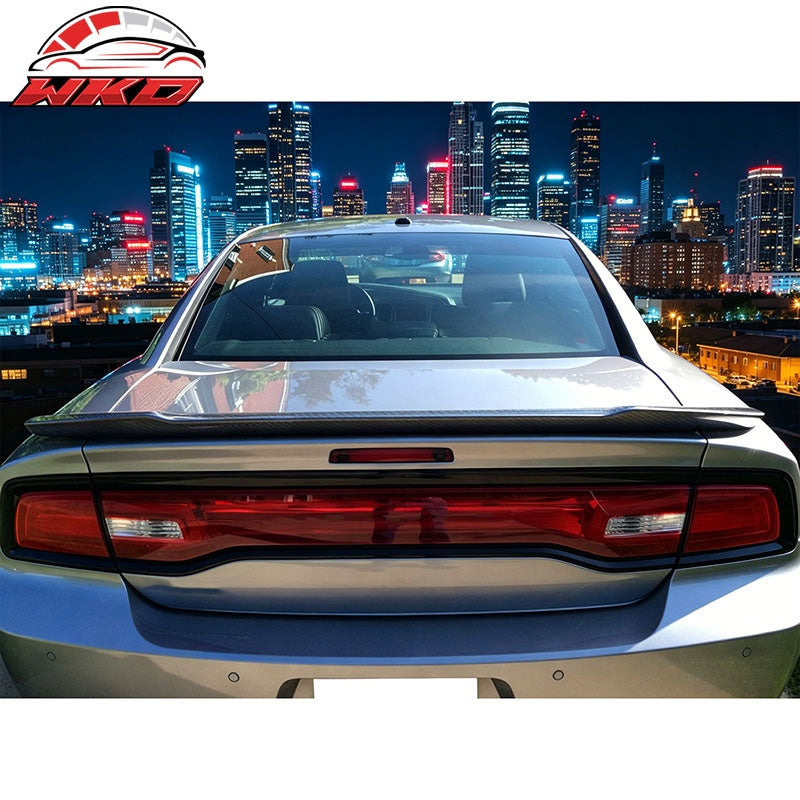 Fits 11-14 Dodge Charger SRT Style Trunk Spoiler Wing Carbon Fiber Print ABS