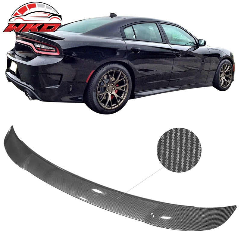 Fits 15-23 Dodge Charger SRT Style Trunk Spoiler Wing Carbon Fiber Print - ABS