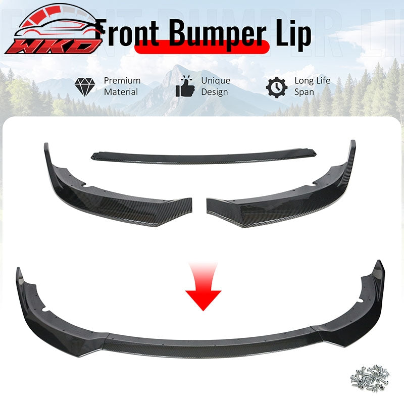Fits 15-23 Dodge Charger SRT V1 Front Bumper Lip 3PCS Carbon Fiber Print ABS