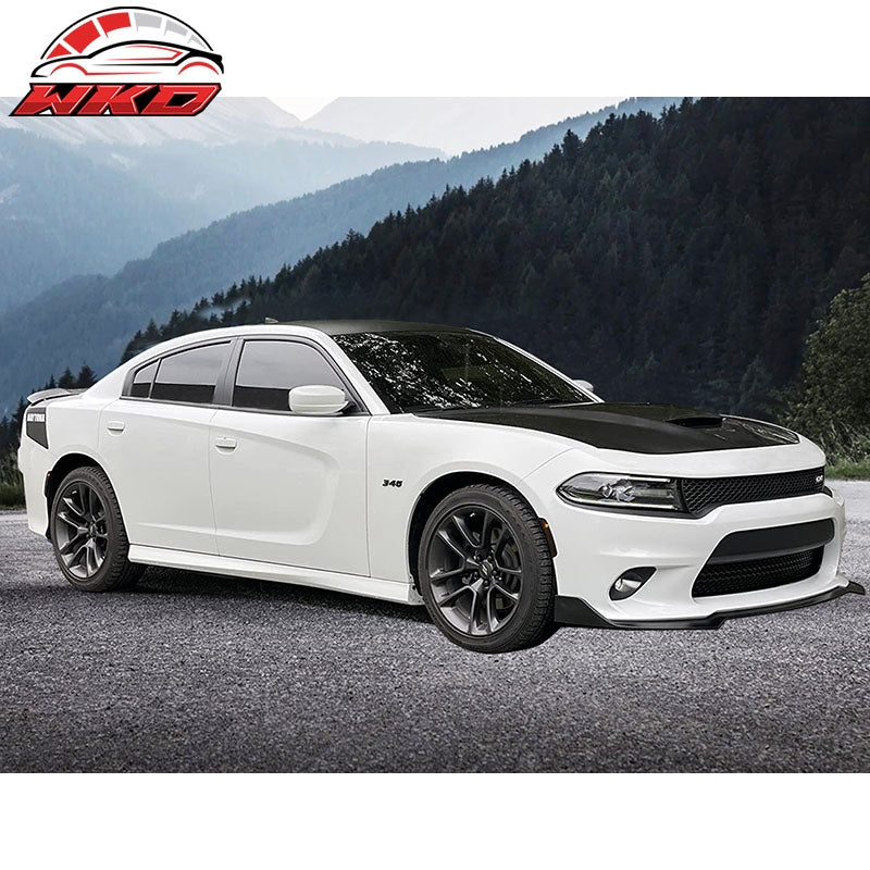 Fits 15-23 Dodge Charger SRT V1 Style Front Bumper Lip 3PC ABS - Matte Black