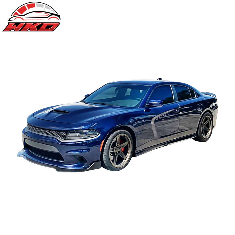Fits 15-23 Dodge Charger SRT V1 Style Front Bumper Lip 3PC ABS - Matte Black