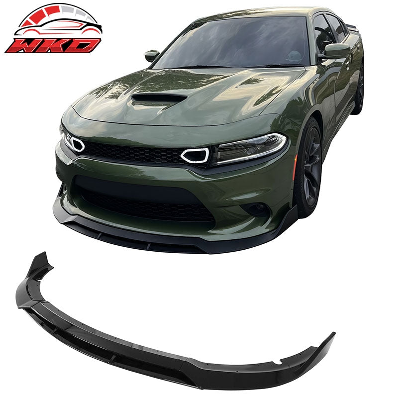 Wholesale 15-23 Dodge Charger SRT V2 Front Bumper Lip Spoiler Gloss Black ABS 4PCS - Wikond Auto