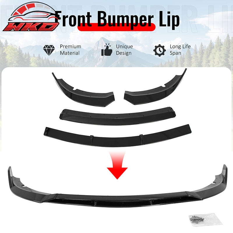Wholesale 15-23 Dodge Charger SRT V2 Front Bumper Lip Spoiler Gloss Black ABS 4PCS - Wikond Auto