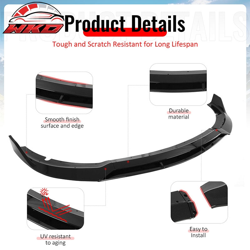 Wholesale 15-23 Dodge Charger SRT V2 Front Bumper Lip Spoiler Gloss Black ABS 4PCS - Wikond Auto