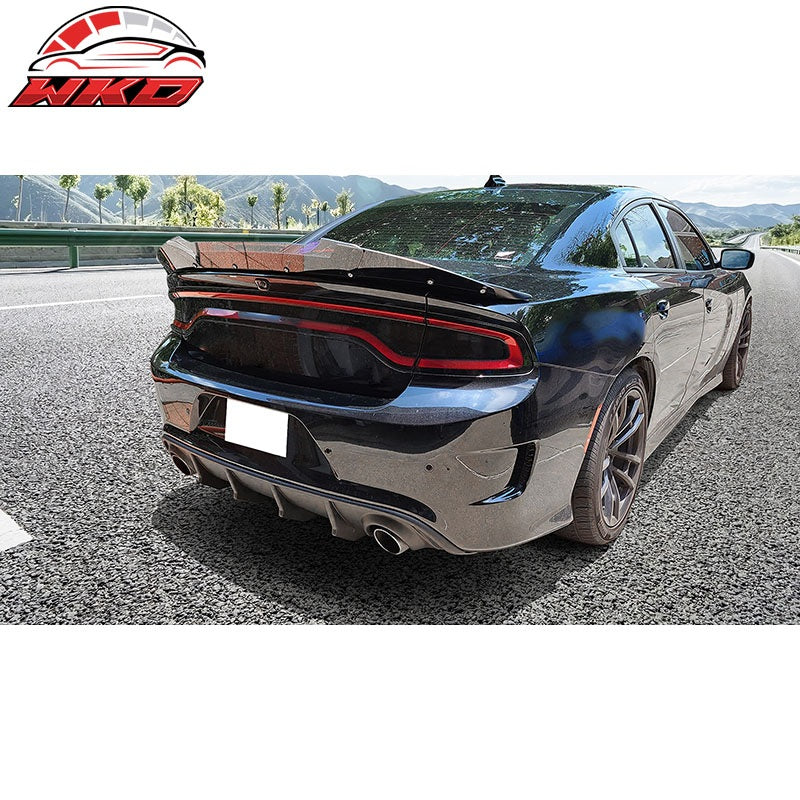 Fits 15-23 Dodge Charger SRT V2 Style Rear Bumper Lip Diffuser Matte Black