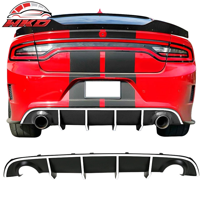 Fits 15-23 Dodge Charger SRT V2 Style Rear Diffuser with White Reflective Tape