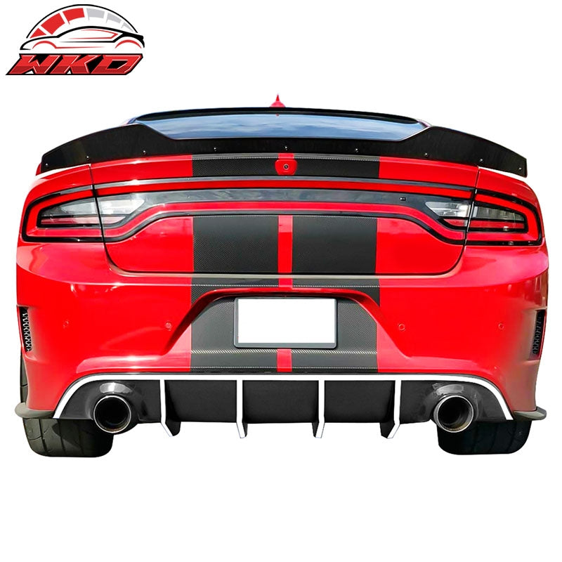 Fits 15-23 Dodge Charger SRT V2 Style Rear Diffuser with White Reflective Tape