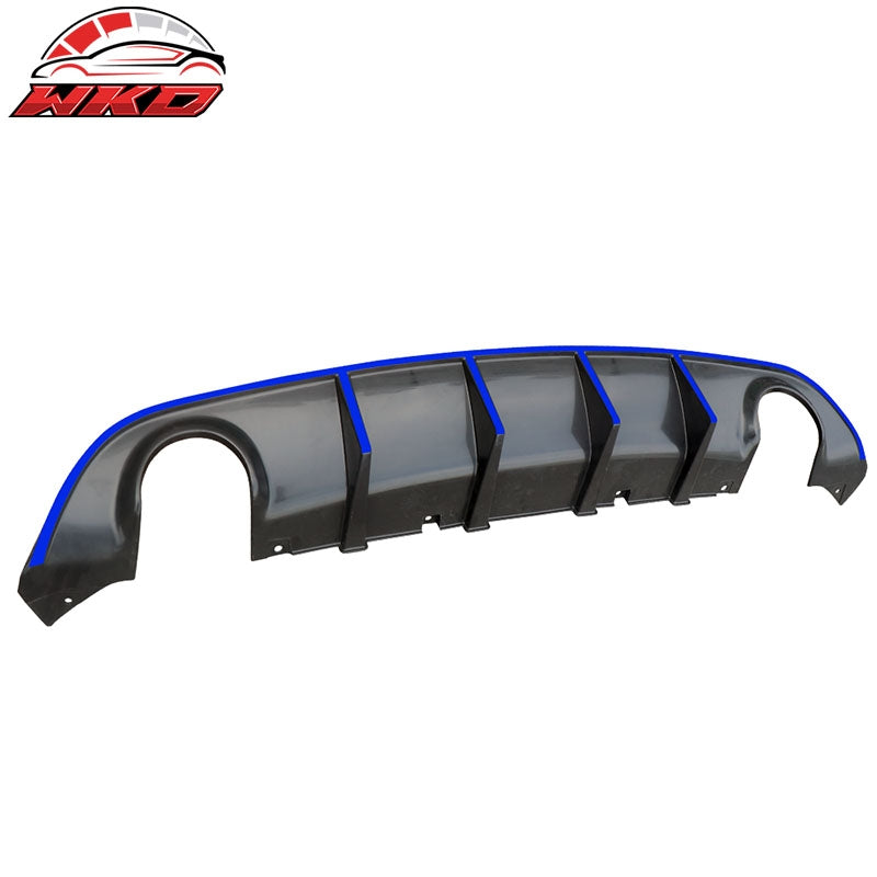 Fit 15-23 Dodge Charger SRT V3 Style Rear Bumper Diffuser W/Blue Reflective Tape