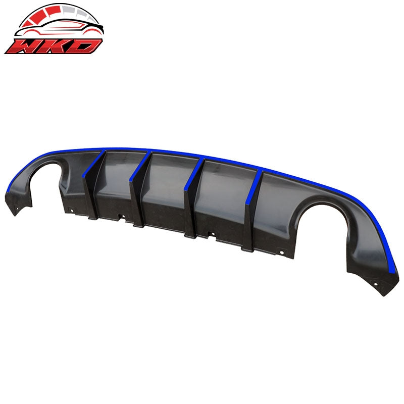 Fit 15-23 Dodge Charger SRT V3 Style Rear Bumper Diffuser W/Blue Reflective Tape