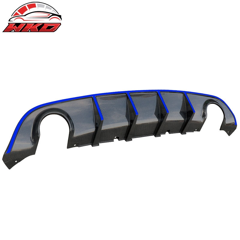 Fit 15-23 Dodge Charger SRT V3 Style Rear Bumper Diffuser + Blue Reflective Tape