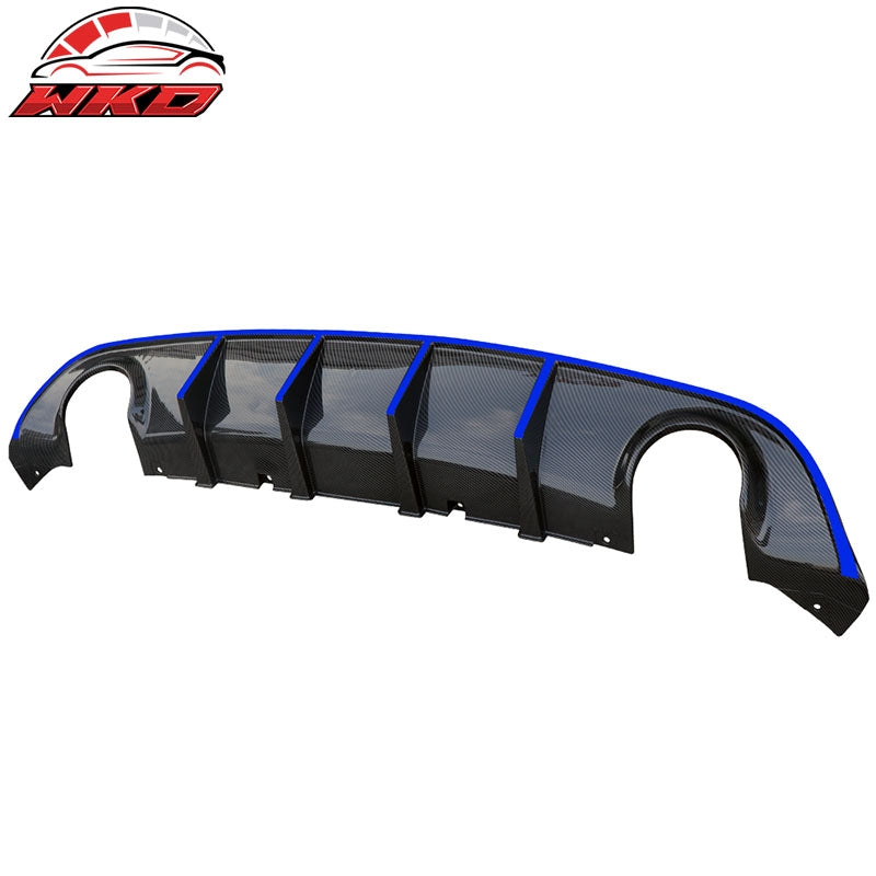 Fit 15-23 Dodge Charger SRT V3 Style Rear Bumper Diffuser + Blue Reflective Tape