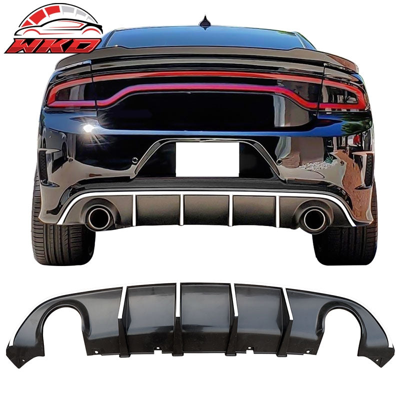 Fits 15-23 Dodge Charger SRT V3 Style Rear Diffuser with White Reflective Tape