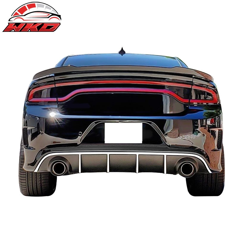 Fits 15-23 Dodge Charger SRT V3 Style Rear Diffuser with White Reflective Tape