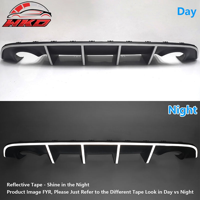 Fits 15-23 Dodge Charger SRT V3 Style Rear Diffuser with White Reflective Tape