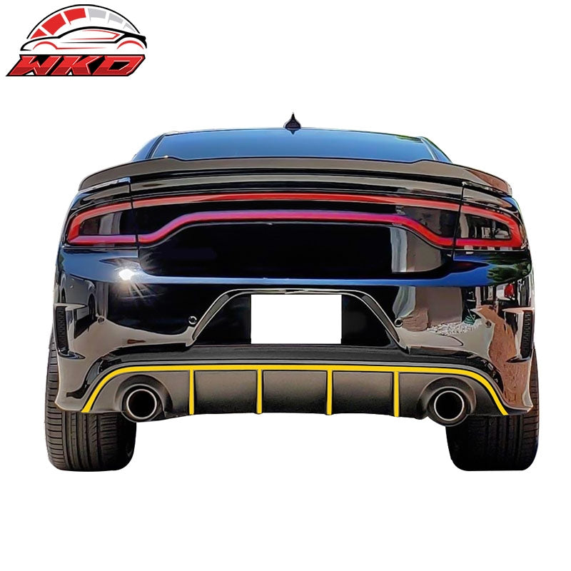 Fits 15-23 Dodge Charger SRT V3 Style Rear Diffuser with Yellow Reflective Tape
