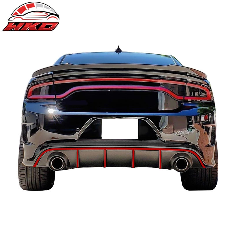 Fits 15-23 Dodge Charger SRT V3 Style Rear Diffuser with Red Reflective Tape