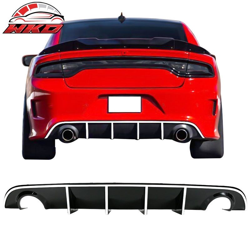 Fits 15-23 Dodge Charger SRT V3 Style Rear Diffuser with White Reflective Tape
