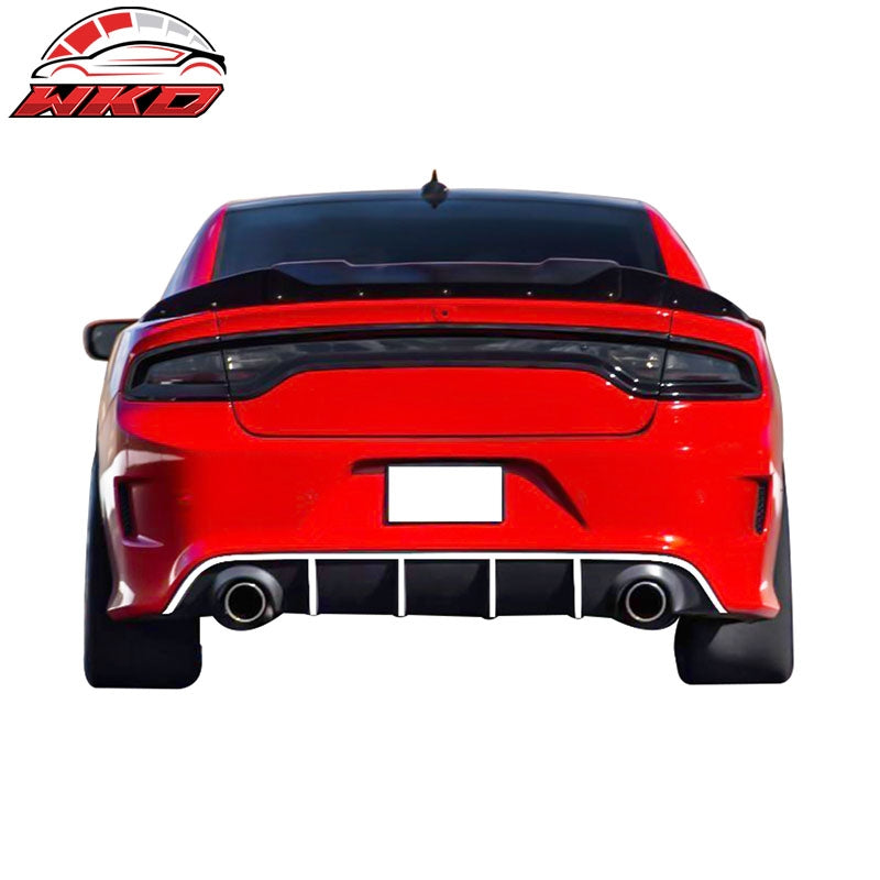 Fits 15-23 Dodge Charger SRT V3 Style Rear Diffuser with White Reflective Tape
