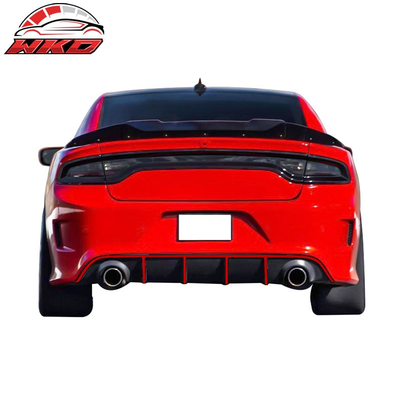 Fits 15-23 Dodge Charger SRT V3 Style Rear Diffuser with Red Reflective Tape