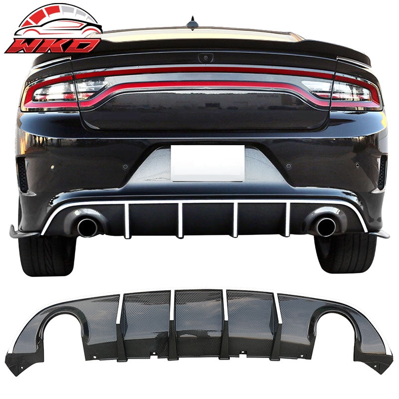 Fits 15-23 Dodge Charger SRT V3 Style Rear Diffuser with White Reflective Tape