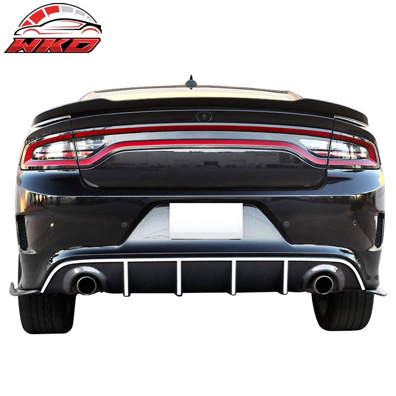 Fits 15-23 Dodge Charger SRT V3 Style Rear Diffuser with White Reflective Tape