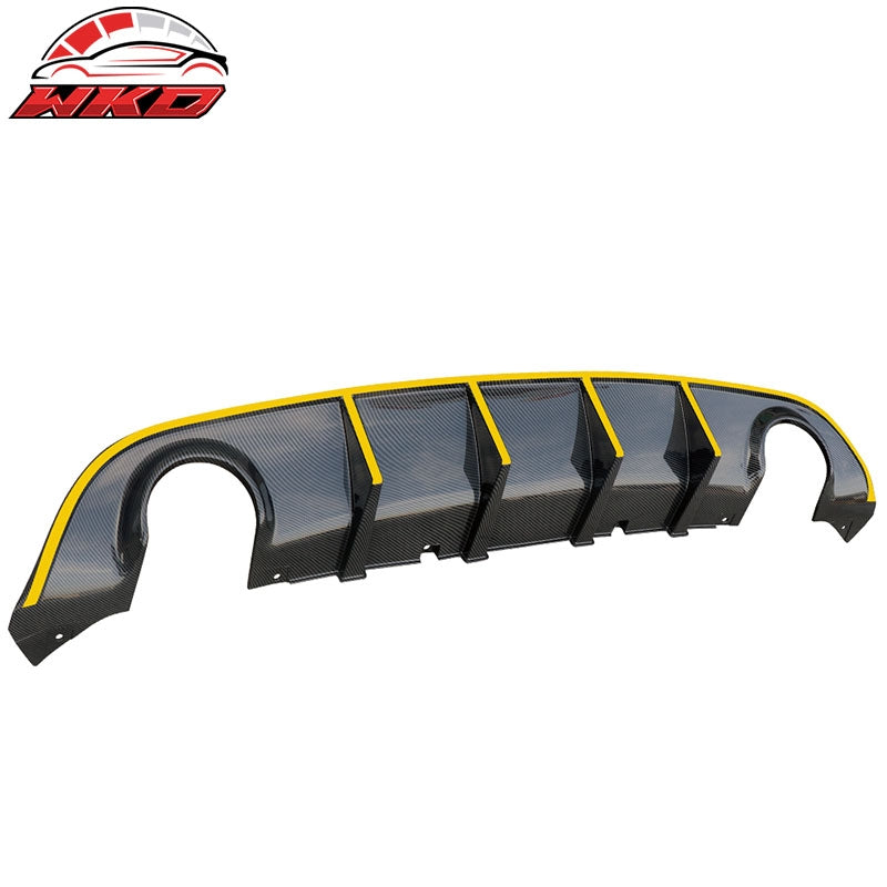 Fits 15-23 Dodge Charger SRT V3 Style Rear Diffuser with Yellow Reflective Tape