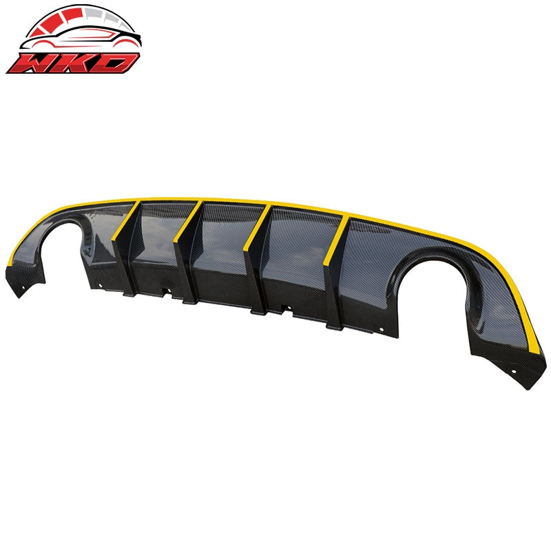 Fits 15-23 Dodge Charger SRT V3 Style Rear Diffuser with Yellow Reflective Tape