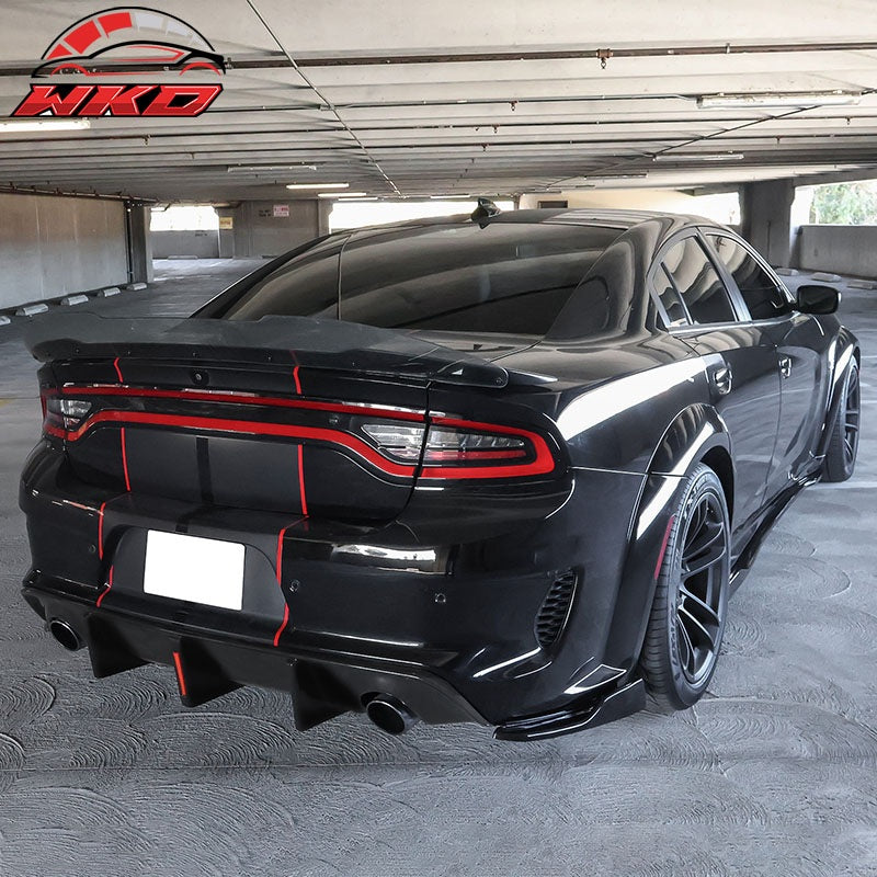 Fits 20-23 Dodge Charger Widebody IKON Style Rear Diffuser W/LED PP Matte Black