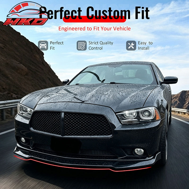 Wholesale 12-14 Dodge Charger SRT8 IKON PP Front Bumper Lip Chin Spoiler Matte Black - Wikond Auto