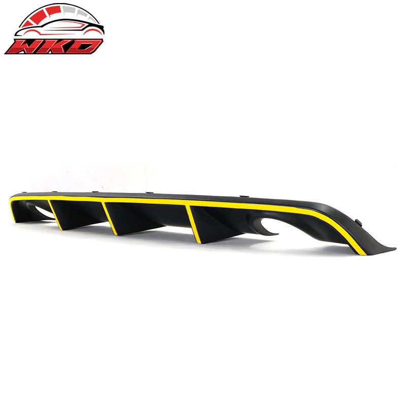 Fits 12-14 Dodge Charger SRT8 OE Style Rear Lip Diffuser &Yellow Reflective Tape