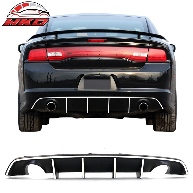 Wholesale 12-14 Dodge Charger SRT8 V2 Style Rear Diffuser PP w/ White Reflective Tape